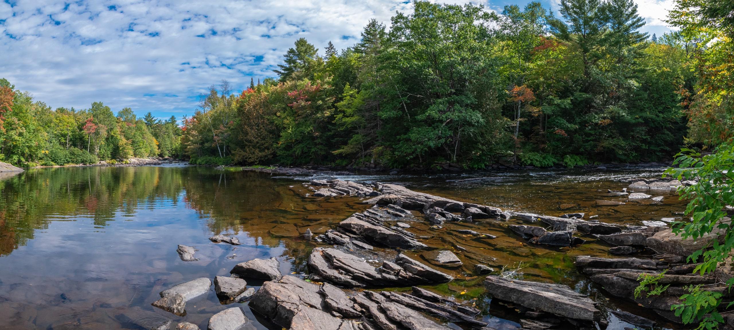 Oxtongue River at Ragged Falls Provincial Park in Dwight, ON