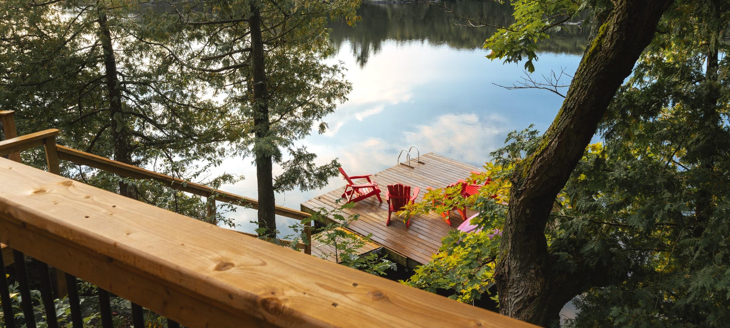 View of dock and lake from Muskoka home