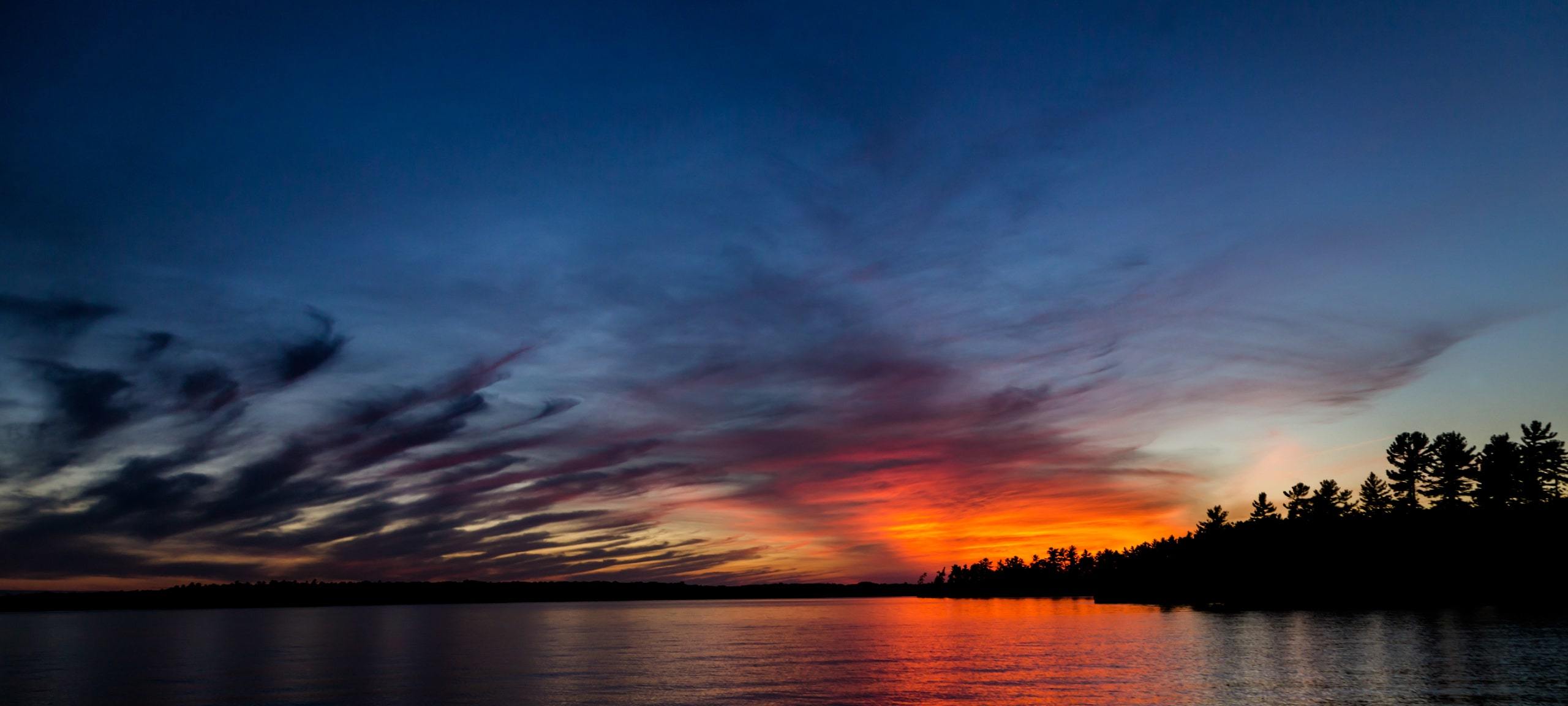 Blue and orange sunset over Lake Rosseau